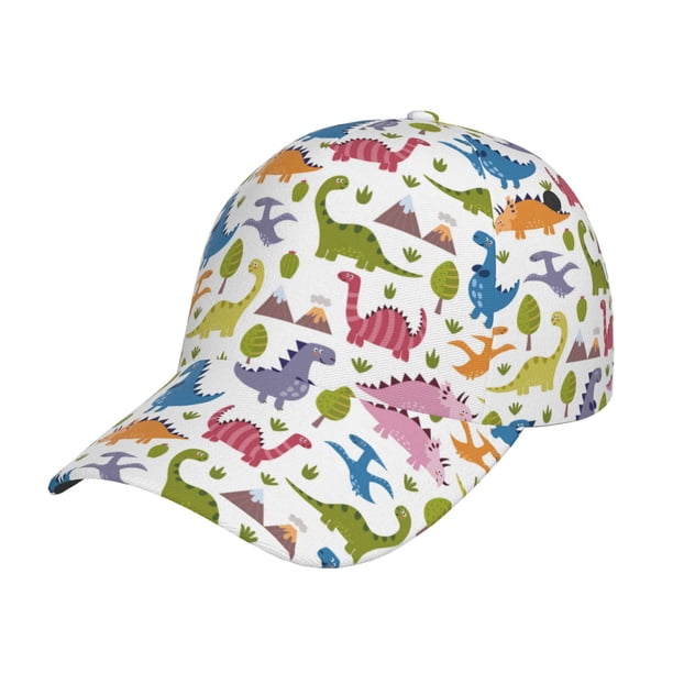 Fotbe Cute Dinosaur Gorro Clásico de Béisbol, Gorra Ajustable con Broche Snapback, Gorro de Exterior de Algodón Suave
