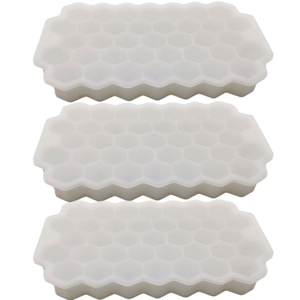 Bandejas para cubitos de hielo para congelador con tapa, 37 rejillas de silicona para moldes de cubitos de hielo pequeños, fácil de liberar, reutilizables en contenedores organizadores o cubos de