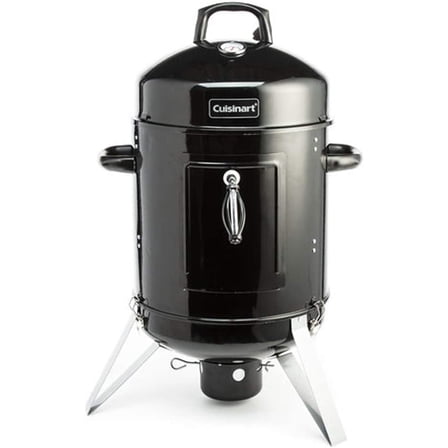 Cuisinart 16” Vertical Charcoal Smoker, Integrated Thermometer, Water Bowl and Dual Vents Perfect for Smoked Brisket, Chrome Plated Grates Smoker Grill for BBQ, Camping, Tailgates