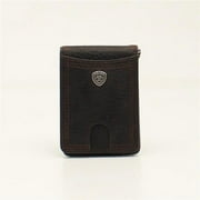 Ariat® Men's Rowdy Shield Logo Brown Money Clip Bifold Wallet A35117282