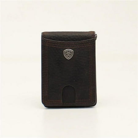 Ariat® Men's Rowdy Shield Logo Brown Money Clip Bifold Wallet A35117282