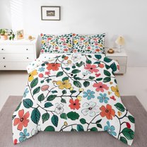 Castle Fairy Female Men Women Colorful Floral Flowers Bedding Comforter Set 2pcs,Spring Garden Blossoms Twin Comforter Sets Microfiber,Vintage Exotic Style Breathable Bedding Set