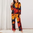 thumbnail image 2 of Yiaed Marigold Flowers In Different Colors Print Pajamas Women's Long Sleeve Sleepwear Soft Button Down Loungewear Pjs Lounge Set Nightwear Womens Pajama Pants-X-Large, 2 of 7