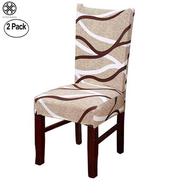 Luxtrada 2Pack Chair Covers Soft Spandex Fit Stretch Short Dining Room Chair Covers with Printed Pattern, Banquet Chair Seat Protector Slipcover for Hone Party Hotel Wedding Ceremony (Pattern D#)