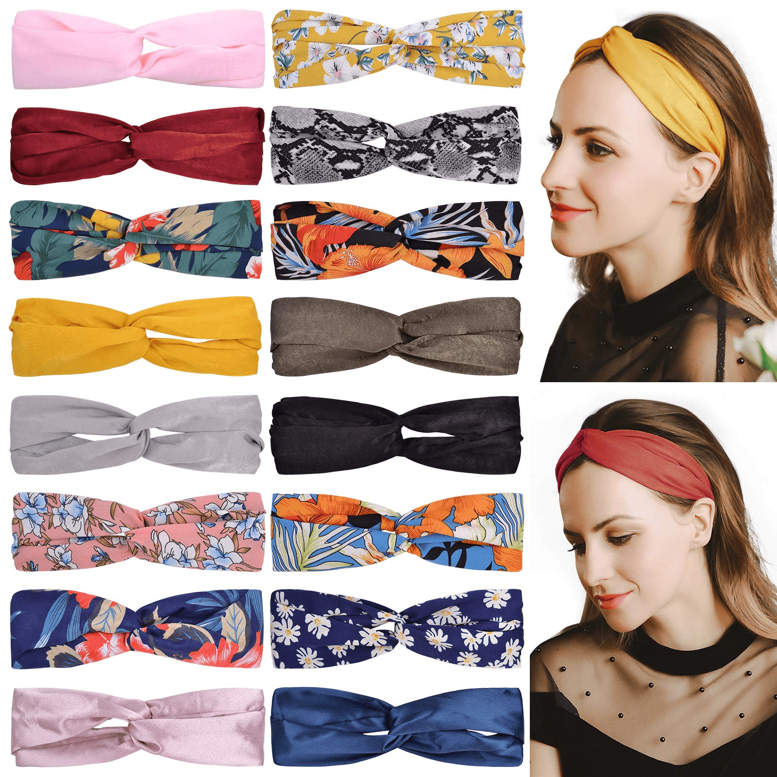 Choicbaby 16 pack Women Headbands Criss Cross Hair Bands Multi