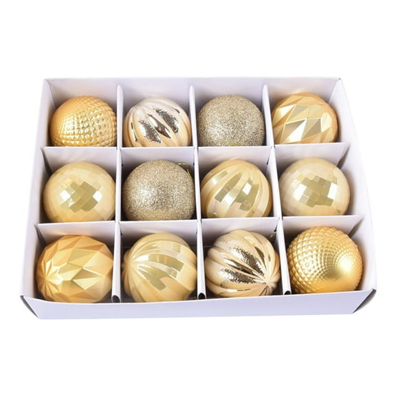 BSJJY 12Pc Christmas Balls,2.4In Christmas Tree Hanging Ball,Shatterproof Christmas Baubles(Boxed),Gold