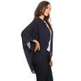 thumbnail image 2 of Women's Solid Casual Chiffon Kimono Sleeve Open Front Cardigan Cape, 2 of 5