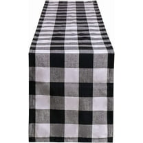 Buffalo Check Plaid Table Runner, Cotton Polyester Blend Classic Family Dinner Table Runners for Indoor Outdoor Parties, Christmas Events Home Decoration (Black and White, 14 x 108 Inch)