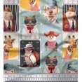 thumbnail image 1 of Soimoi Silk Fabric Paw,Hat & Animals Patchwork Print Sewing Fabric Yard 42 Inch Wide, 1 of 3