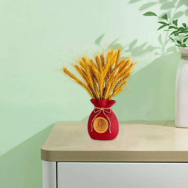 Florero chino Bolsa de dinero Forma Feng Shui Arte de para dormitorio Arreglos florales Regalo Boda Oficina rojo Baoblaze Florero de maceta