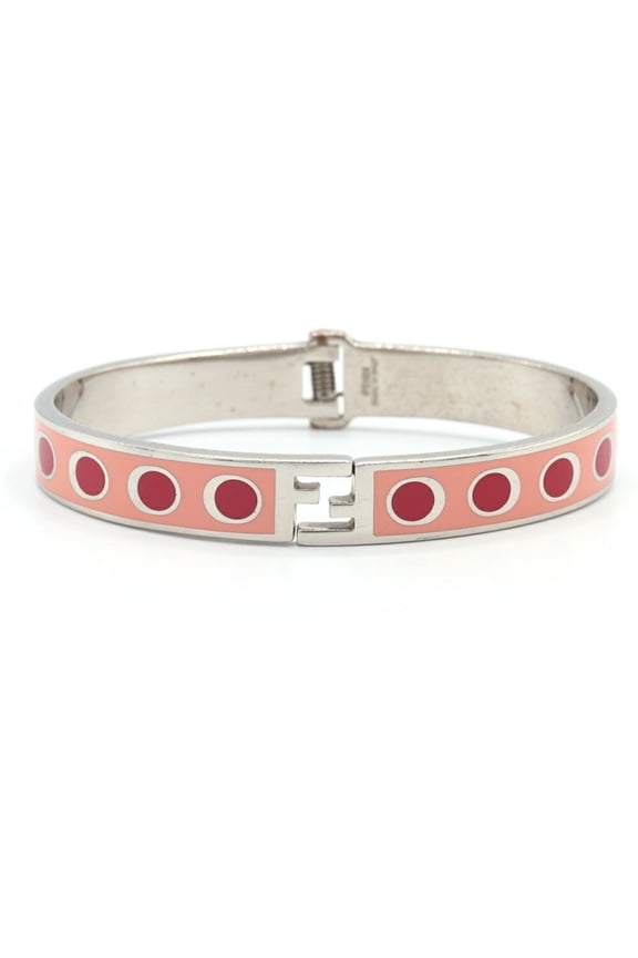 Pre-Owned Fendi Bangle, Salmon Pink, Red, and Silver Metal, Medium Size, Women's,... (Good)