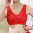 thumbnail image 3 of Bigersell Snap Front Closure Bras for Women Floral Lace Mesh Push up Bra No Underwire Full-Coverage Wireless Bra Comfort Soft V-Neck Lightly Padded Bralette Everyday Bras C-20-Red 90B, 3 of 6