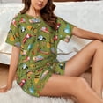 thumbnail image 4 of Susaid Transportation Prints Print Women's Pajama Set, Button-Up Sleepwear with Elastic Waist Shorts, Perfect for Lounging, Yoga, Beach, and Casual Wear-Medium, 4 of 7