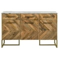 thumbnail image 4 of Keaton 3-door Marble Top Herringbone Accent Cabinet Natural, 4 of 15