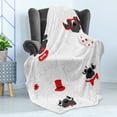 thumbnail image 4 of Pug Soft Flannel Fleece Blanket, Dogs in Various States Sad Happy Cool Excited Dog Bone Dotted Mug Caricature Style, Cozy Plush for Indoor and Outdoor Use, 70" x 90", Black Red White, by Ambesonne, 4 of 5