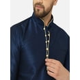 thumbnail image 2 of eloria Men's Indian Traditional Solid Silk Blend Navy Blue Kurta With Churidar Pyjama, 2 of 7