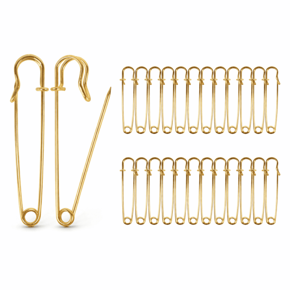 HUIANER 50 Pcs Safety Pins, 3 Inch Large Craft Safety Pins for Clothes Leather Canvas Blankets, Extra Large Safety Pin Heavy Duty Safety Pins (Gold)