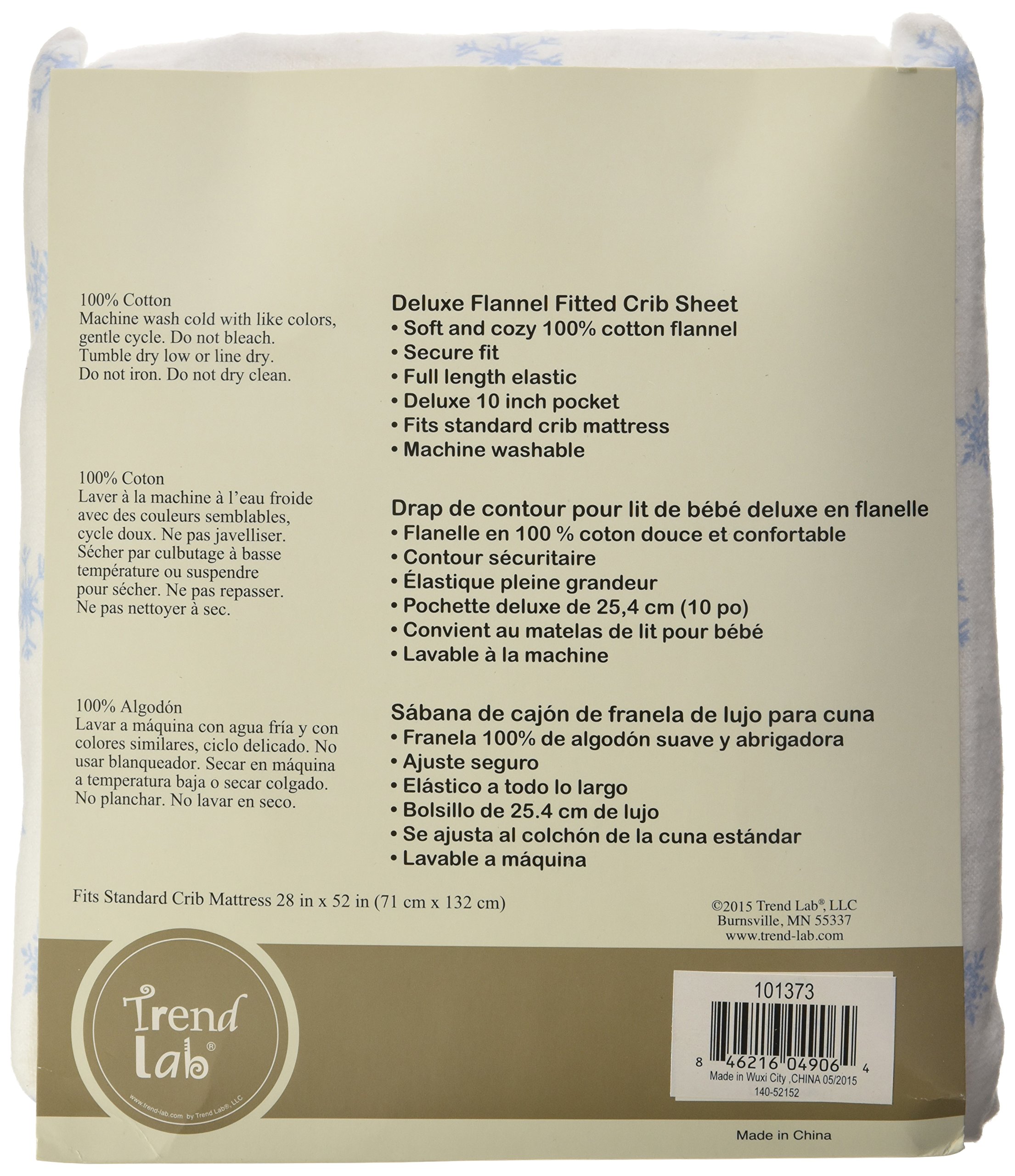 Trend Lab Blue Snowflakes Deluxe Flannel Fitted Crib Sheet Baby Sheets