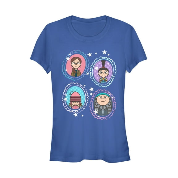 Junior's Despicable Me Family Portrait  Graphic Tee Royal Blue Large