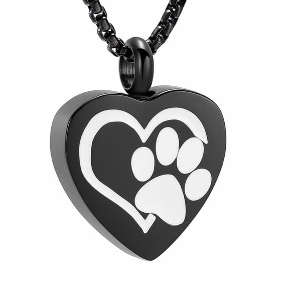 Stainless Steel Heart with Paw Print Pet Cremation Urns for Dog Ashes Cat  Urn Neckless Lockets Memory Necklace