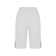 thumbnail image 5 of Hueook Vacation Shorts Sweat Shorts for Women's Summer Plus Size Linen Solid Color Loose Straight Leg Pants with Pockets Elastic Waist and Back Pockets Five-Inch Length White 2X, 5 of 8