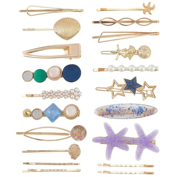 1 Box 20Pcs Ocean Theme Hair Clips Beach Hair Barrettes Cute Bobby Pins Starfish Shell Summer Hairpin Headwear Accessories for Women Long Short Headwear Decoration DIY Jewelry Clamps
