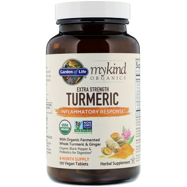 MyKind Organics, Extra Strength Turmeric, Inflammatory Response, 120 Vegan Tablets, Garden of Life