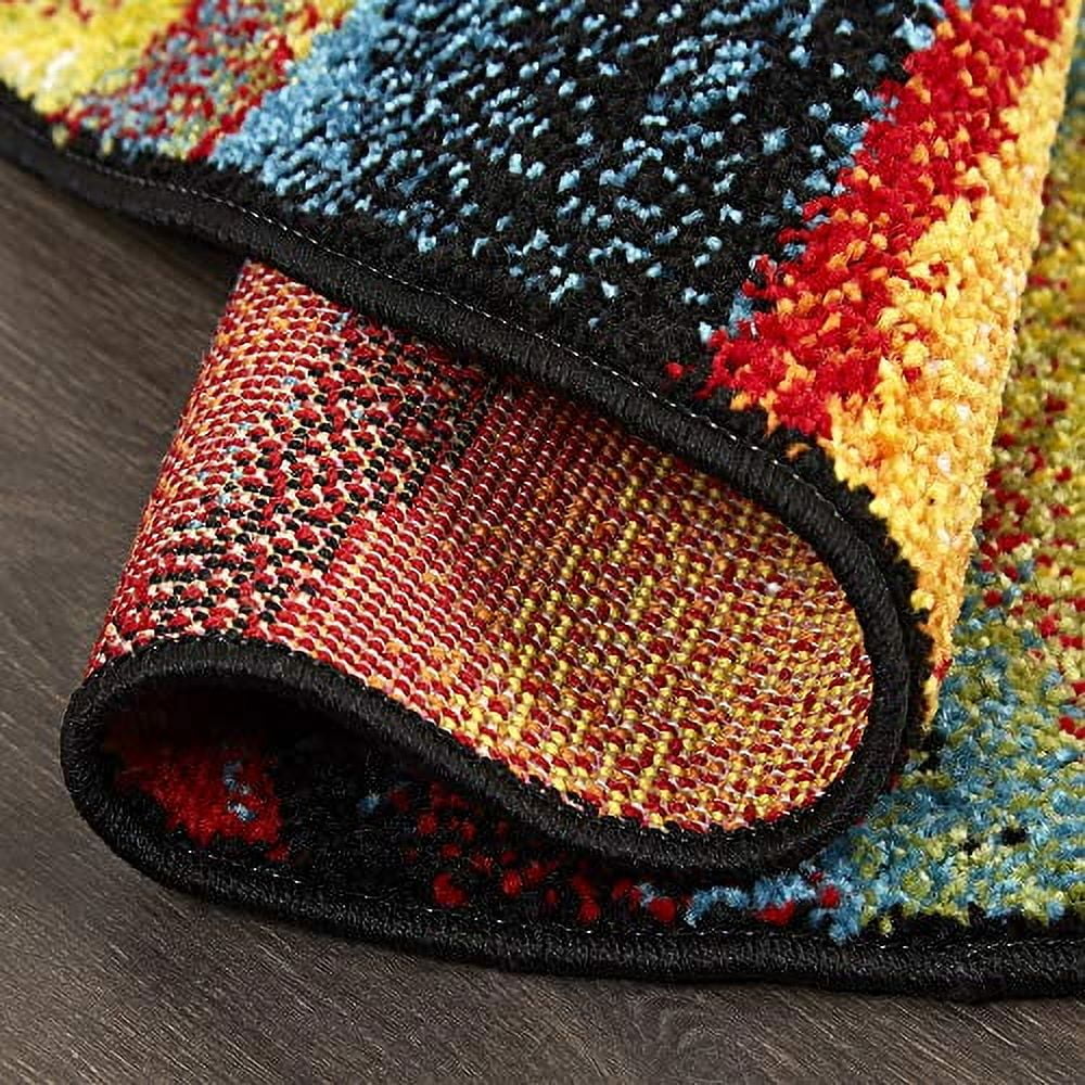 Home Dynamix Splash Adja Contemporary Abstract Swirl Area Rug, Red/Blue, 5'2" Round