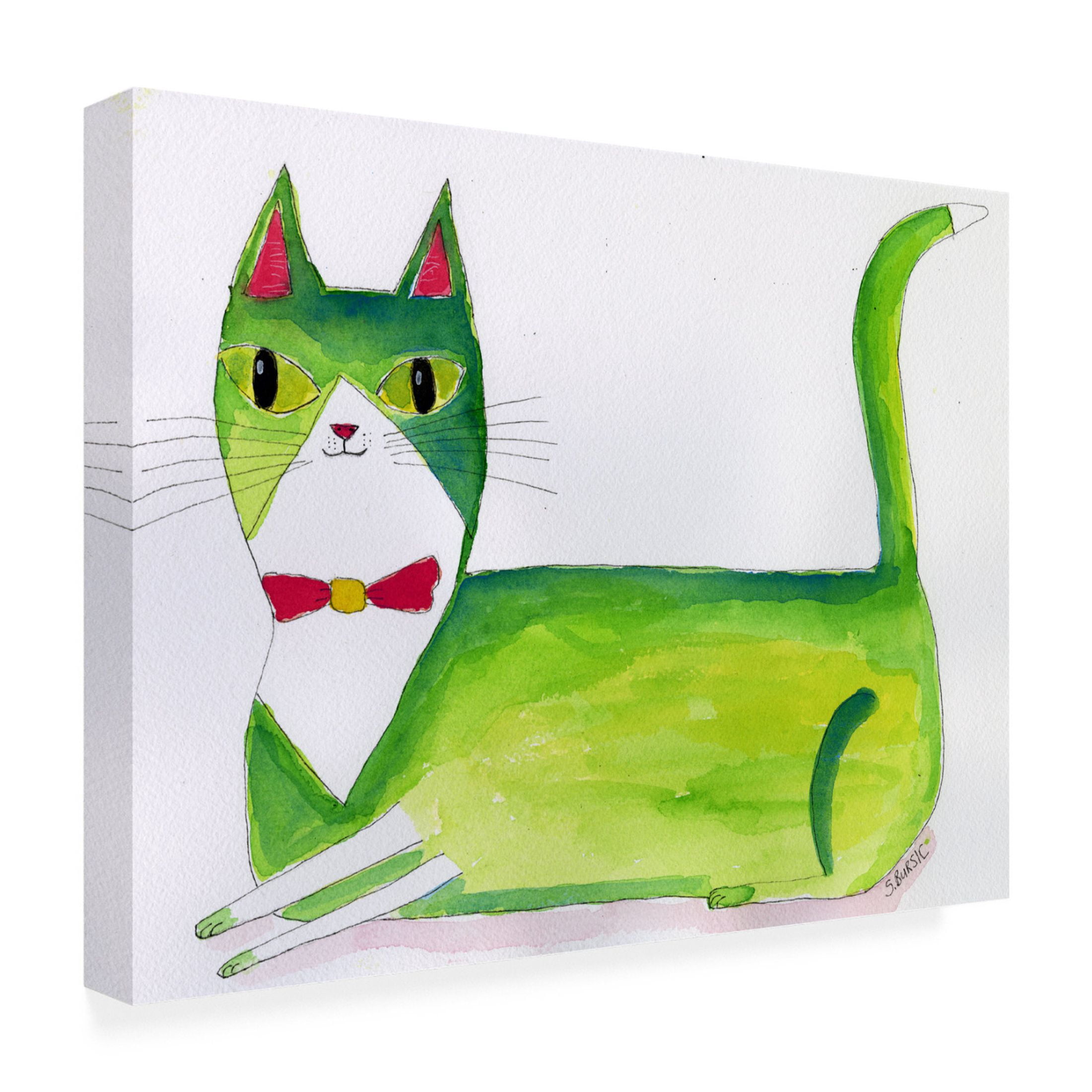 Trademark Fine Art Sharyn Bursic  The green cat Canvas Wall Art