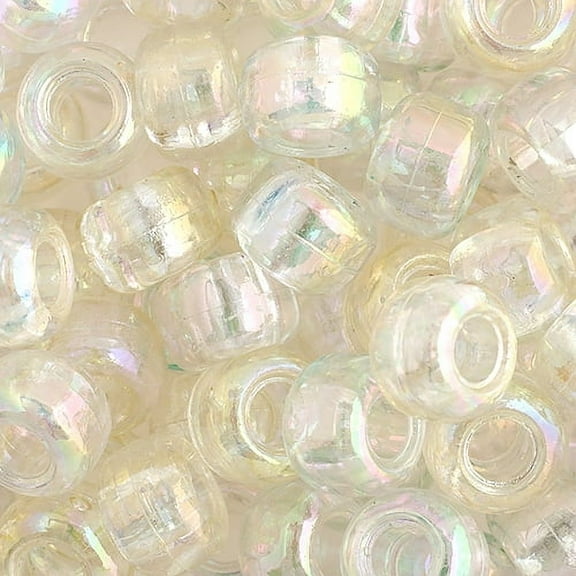 John Bead 1000pcs 9mm Plastic Crow Beads | Transparent Crystal Iris Pony Bead