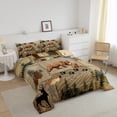thumbnail image 2 of Rustic Cabin Bedding Jungle Bears Comforter Set Country Nature Duvet Insert Bear Paw Print Moose Butterlfy Fish Quilt with 1 Pillow Sham Vintage Mountain Pine Tree Warm,Twin, 2 of 5