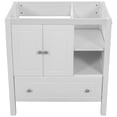 thumbnail image 2 of EUCOCO 30" Bathroom Vanity Base Only, , Bathroom Storage Cabinet with Doors,Drawers and Adjustable Shelf, Solid Wood Frame, White, 2 of 8