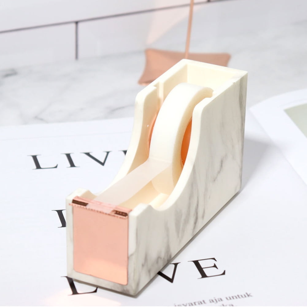 Marble Edition Tape Dispenser Cutter Adhesive Tapes Holder Roll Tone Metal Stand