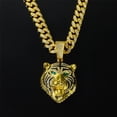 thumbnail image 3 of Hip Hop Cuban Chains Green eyed Lion Head Pendant Necklace With 13mm Miami Cuban Chain Iced Out Bling HipHop Necklaces Fashion Jewelry, 3 of 8
