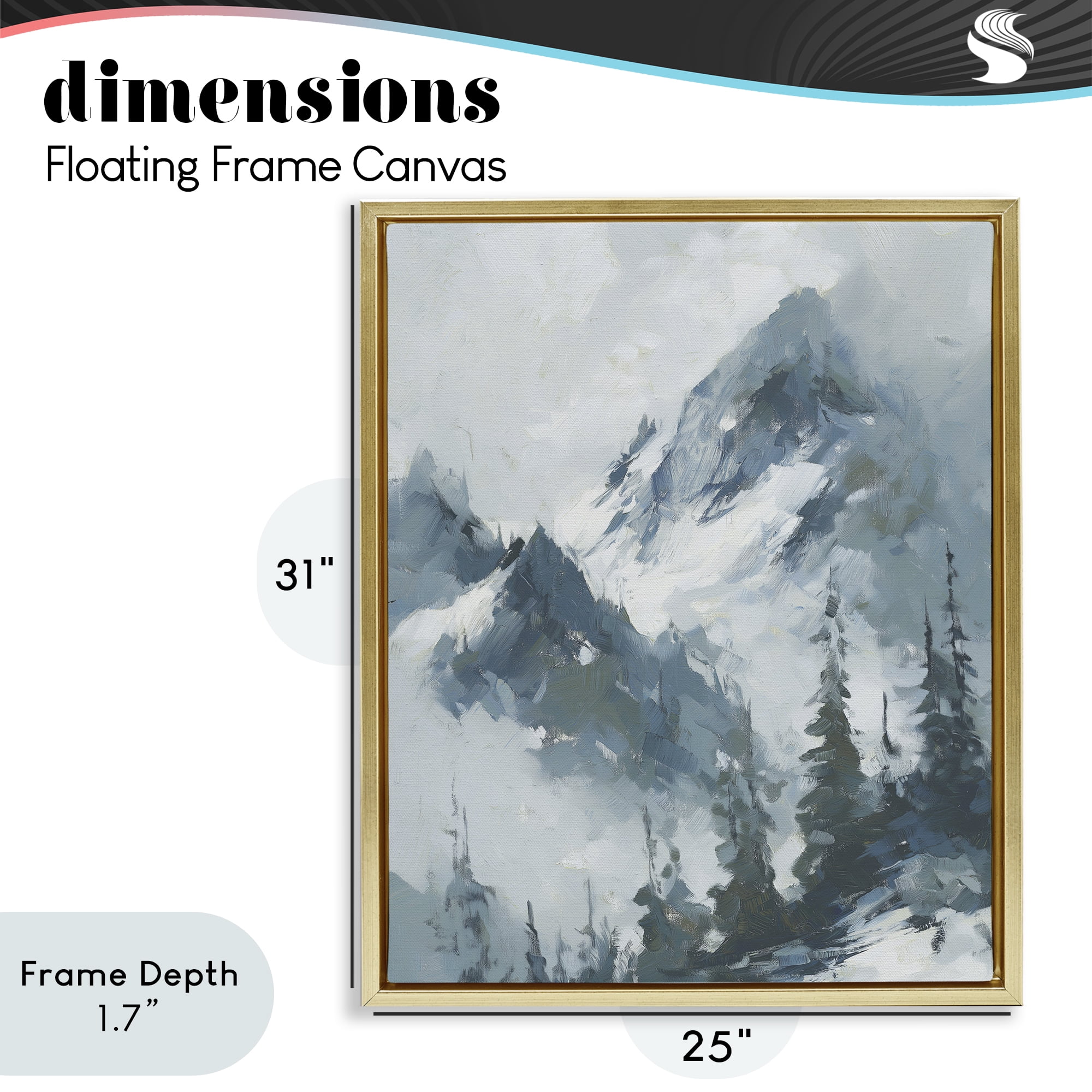 Stupell Industries Frozen Majesty Mountains Gold Framed Floater Canvas Wall Art, design by Svetlana Aleynikova