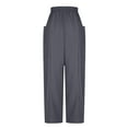thumbnail image 6 of amkenre Capri Pants for Women Casual Plain Loose Fit Straight Wide Leg Ladies Trousers Big Pocket Elastic Low Waisted Drawstring Lightweight Trendy Cropped Pants, 6 of 6