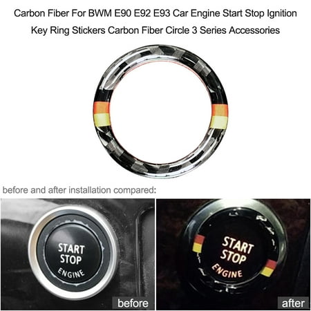 E90 Carbon Fiber - Carbon Fiber Key Ring Sticker For BWM E90 E92 E93 Car Engine Start Stop Ignition Key Ring Stickers Carbon Fiber Circle 3 Series Accessories