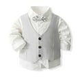 thumbnail image 4 of Aocisk Boys Outfit Sets Formal Shirt Vest Pants Bow Tie Suit for Kids Wedding Party Occasions Grey 3-4 Years, 4 of 9