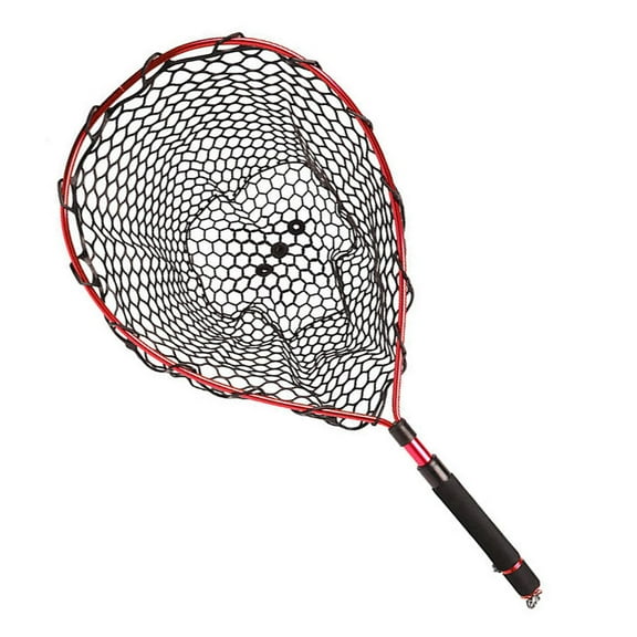 figatia Fishing Landing Net Extendable EVA Handle Fishing Net for Bass Prawns Salmon Red