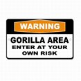 thumbnail image 1 of Panneau de Sécurité « Gorilla Area Enter Own Risk » Panneau en Tôle 12x8 Pouces, 1 of 5