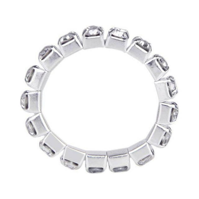 Elastic Silver Tone Single Row Crystal Rhinestone Toe Ring Bridal Jewelry 3mm