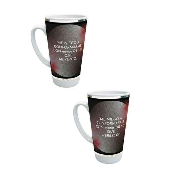 Duo de taza de cerámica 500 ml. diseño divertido Me niego a conformarme con menos de lo que merezco regalo original