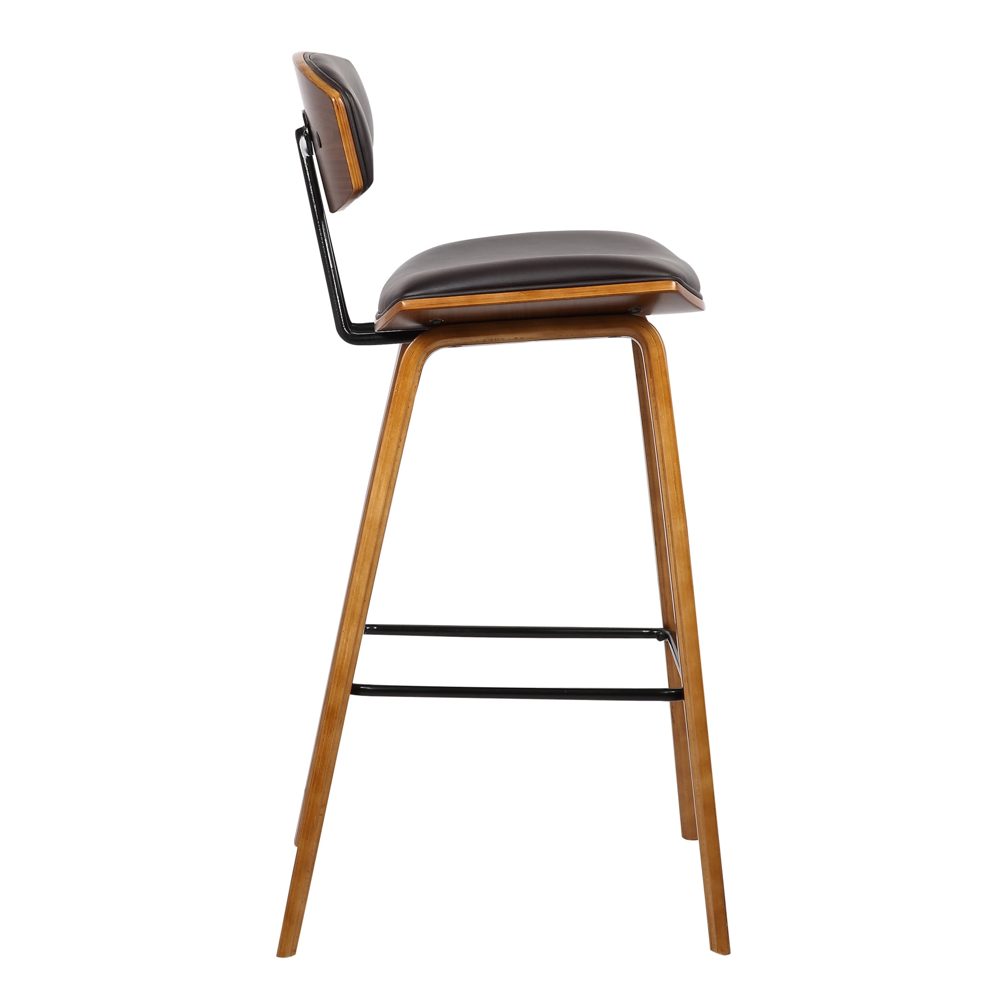 Armen Living Fox 25.5" Modern Faux Leather Counter Stool in Walnut/Brown
