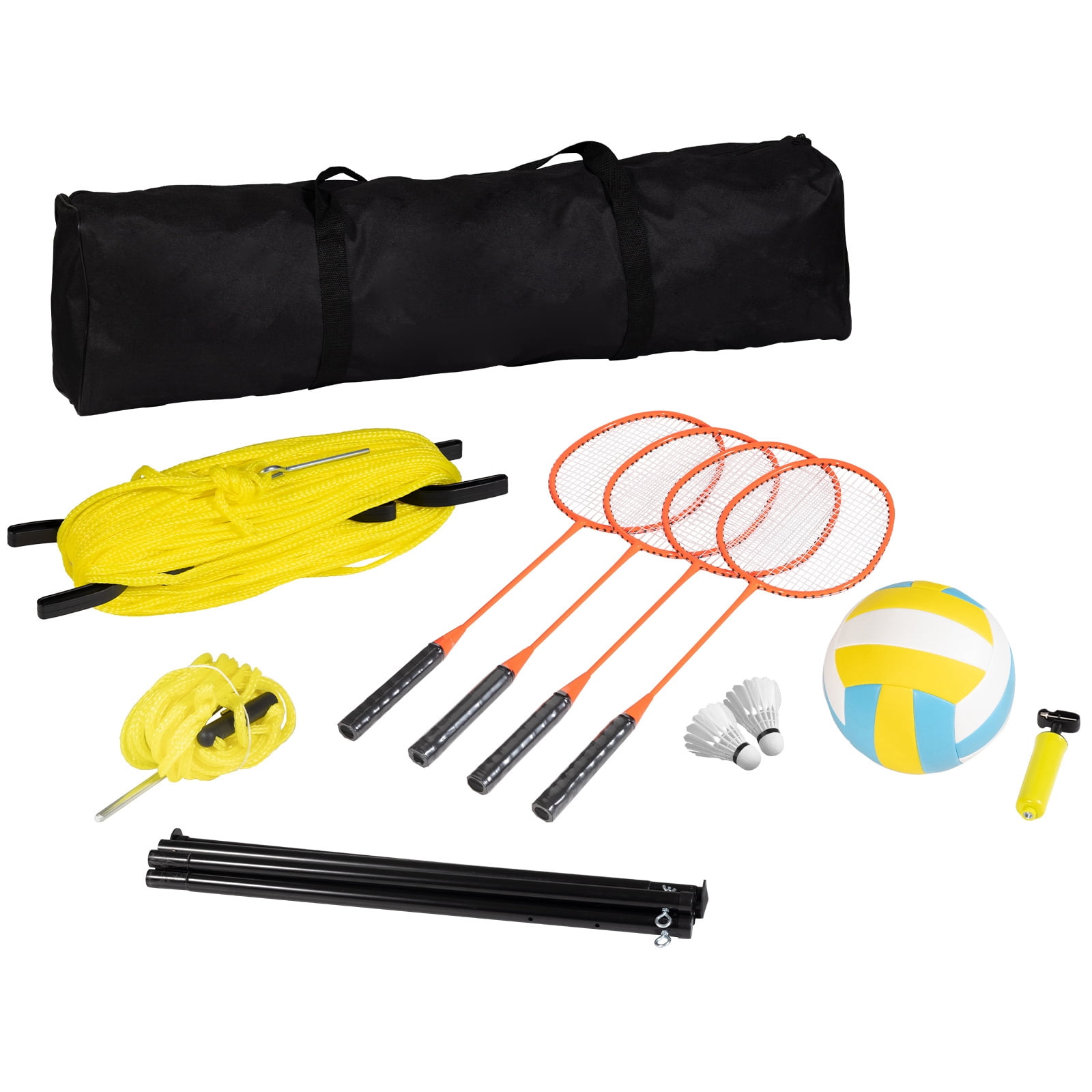 KFFKFF 2 in 1 Volleyball and Badminton Set, 32x3ft Outdoor