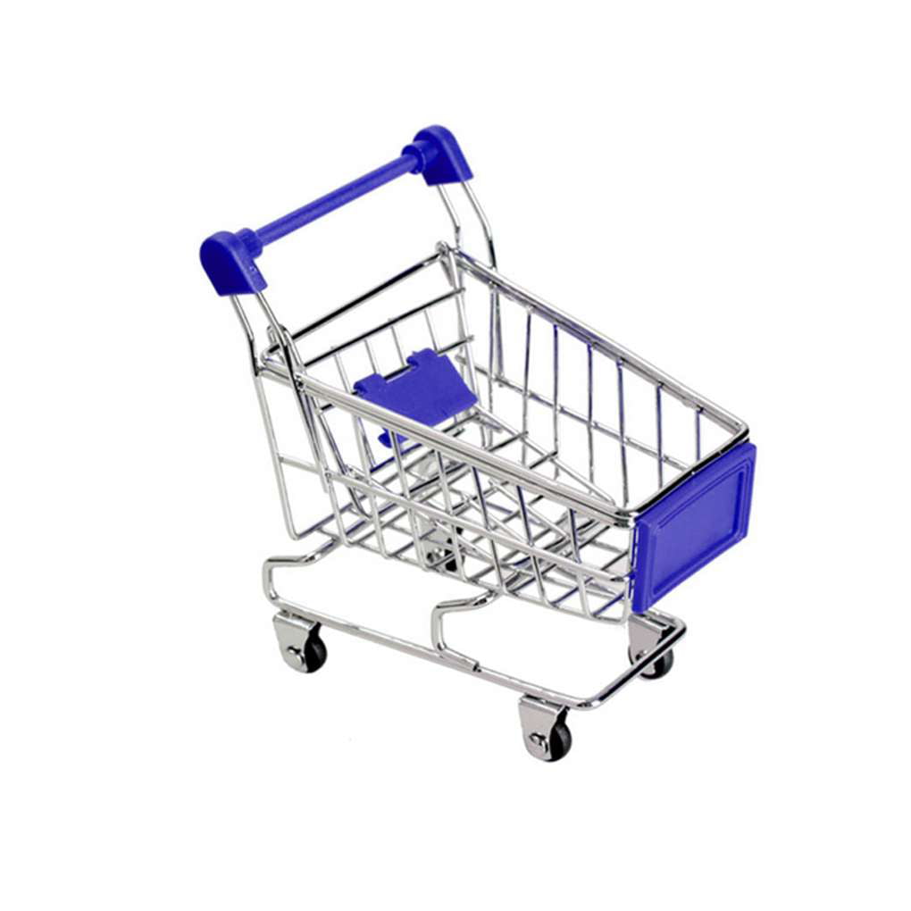 Mini Shopping Cart Supermarket Baskets Handcart Trolley Kids Role Play Toy FI 