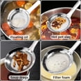 thumbnail image 4 of Kitchen Skimmer Strainers Stainless Steel Mesh Colanders Food Strainers Set Fine Mesh Sieve With Handle Slotted Spoon Handheld Fry Oil Filter For Cooking Vegetable Strainer Foam Hot Pot 2Pack, 4 of 14