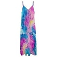 thumbnail image 5 of Watercolor Tie Dye Dress Psychedelic Maxi Dress V Neck Boho Beach Long Dresses Spaghetti Strap Street Wear Oversized Clothes, 5 of 7