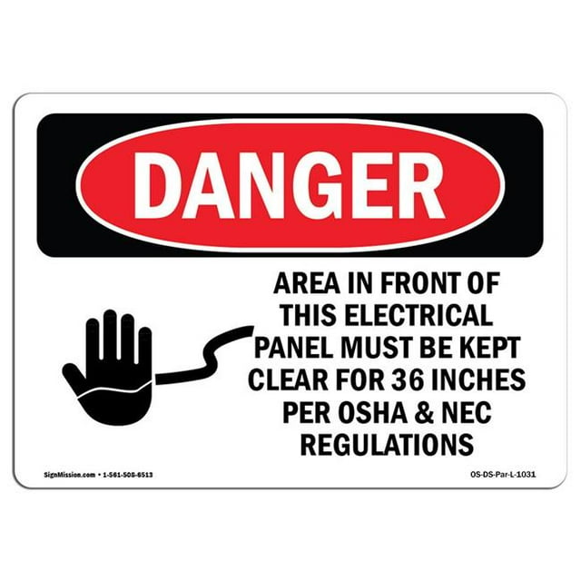 SignMission OS-DS-A-1824-L-1031 18 x 24 in. OSHA Danger Sign - Electrical Panel Keep Clear
