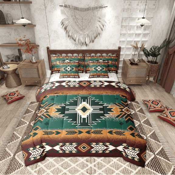Erosebridal Bohemian Aztec Bedding Sets Twin Size,Hippie Tribal Comforter Sets with Sheets,Lightweight Reversible Bed in a Bag Twin size,Boho Decoration,7pcs