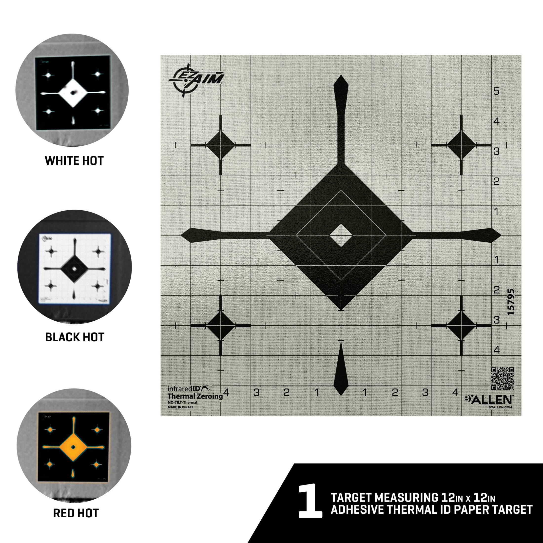 New Ez Aim Thermal Id Grid Bullseye Paper Target, 12" X 12," Gray